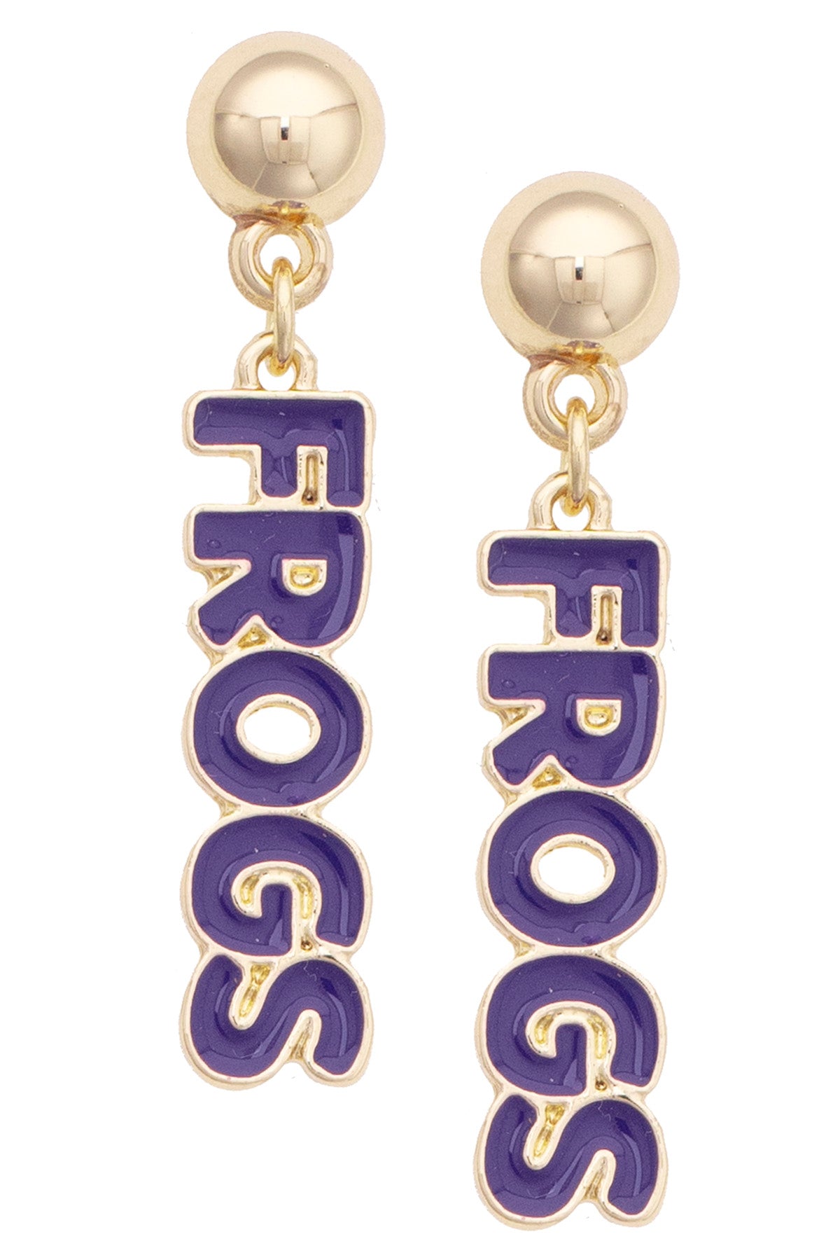 TCU Horned Frogs Puffy Nameplate Earrings