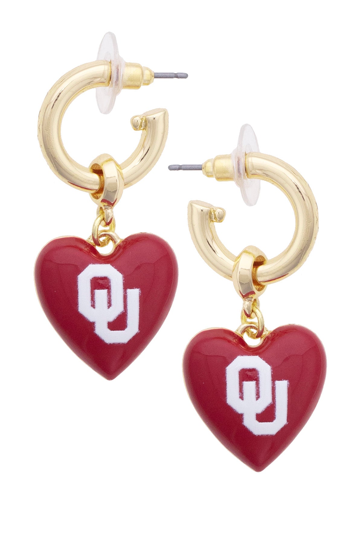Oklahoma Sooners Heart Drop Earrings