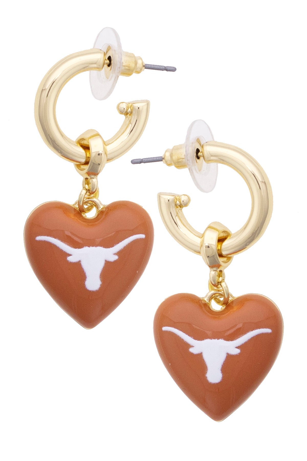 Texas Longhorns Heart Drop Earrings