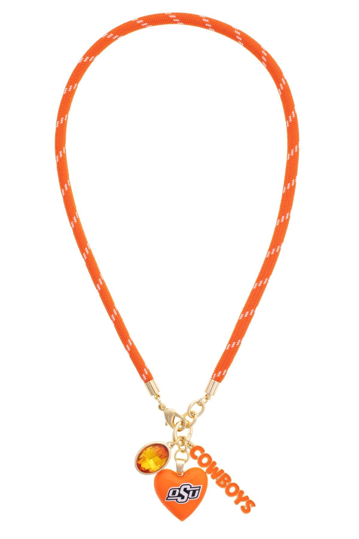 Oklahoma State Cowboys Logo Heart Paracord Necklace