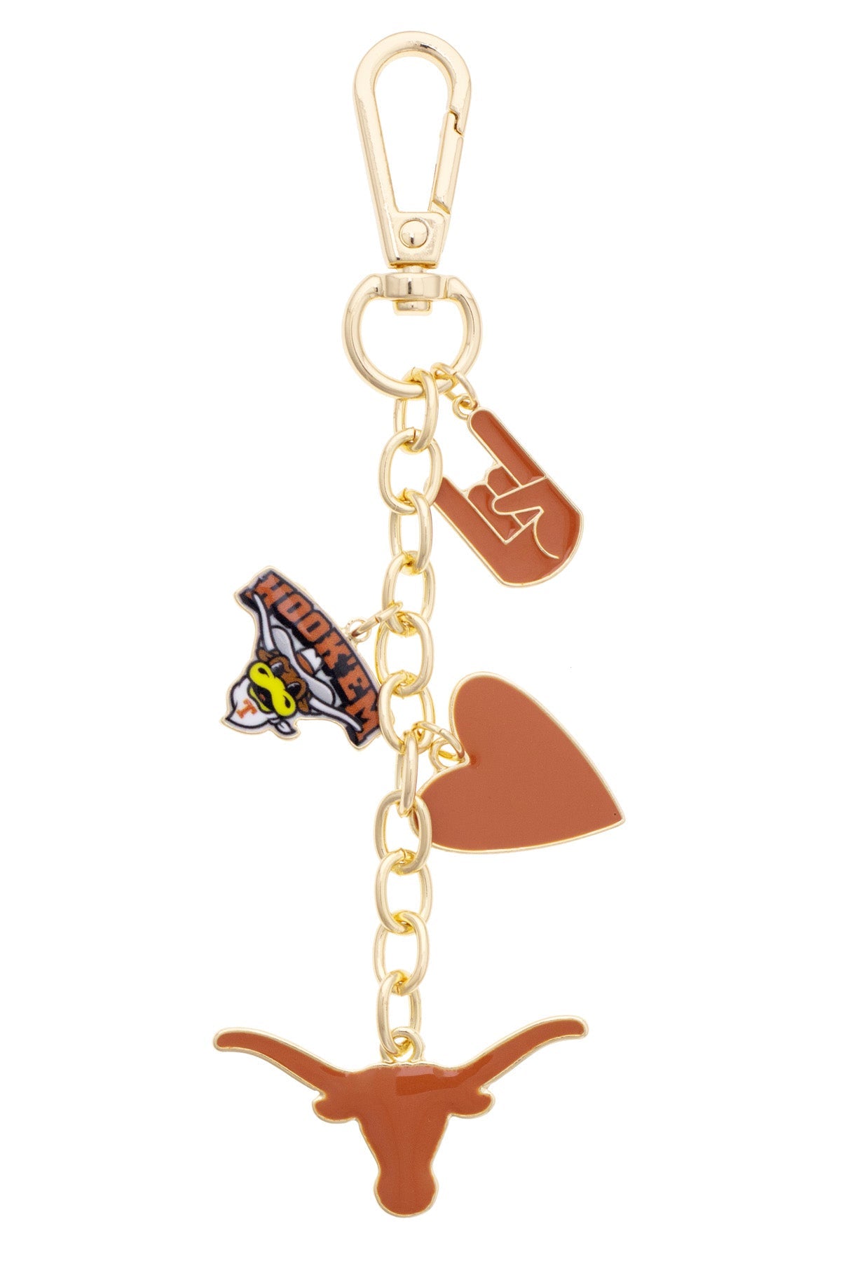 Texas Longhorns Heart Cluster Bag Charm