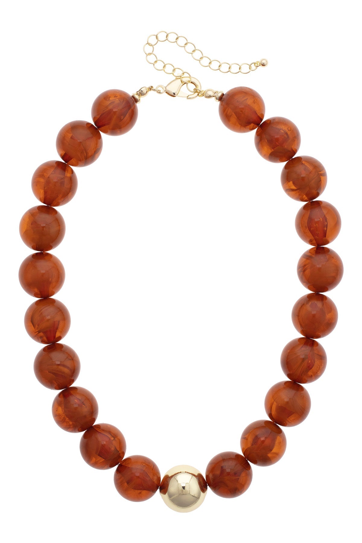 Marjorie Beaded Gumball Necklace in Amber