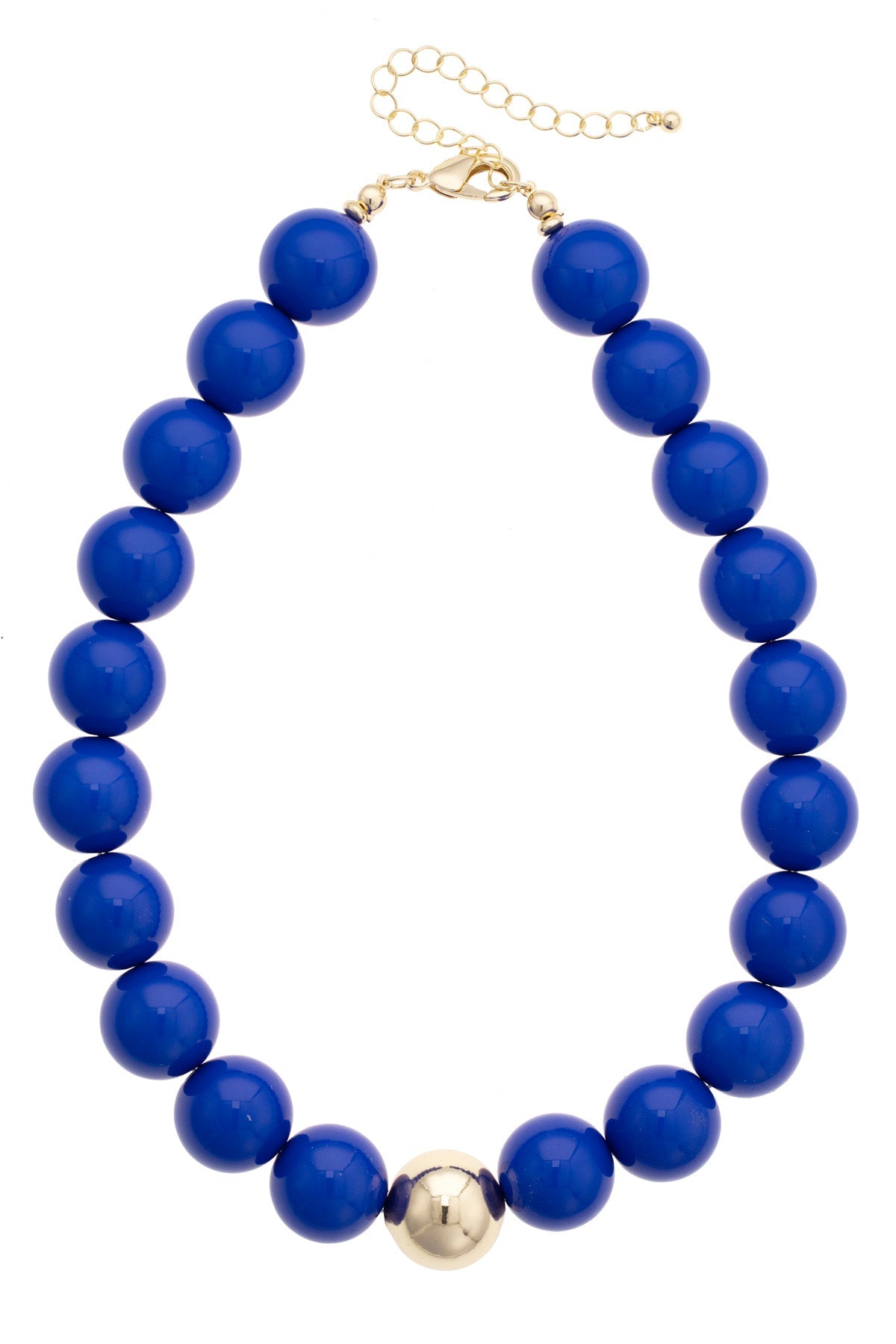 Marjorie Beaded Gumball Game Day Necklace in Blue