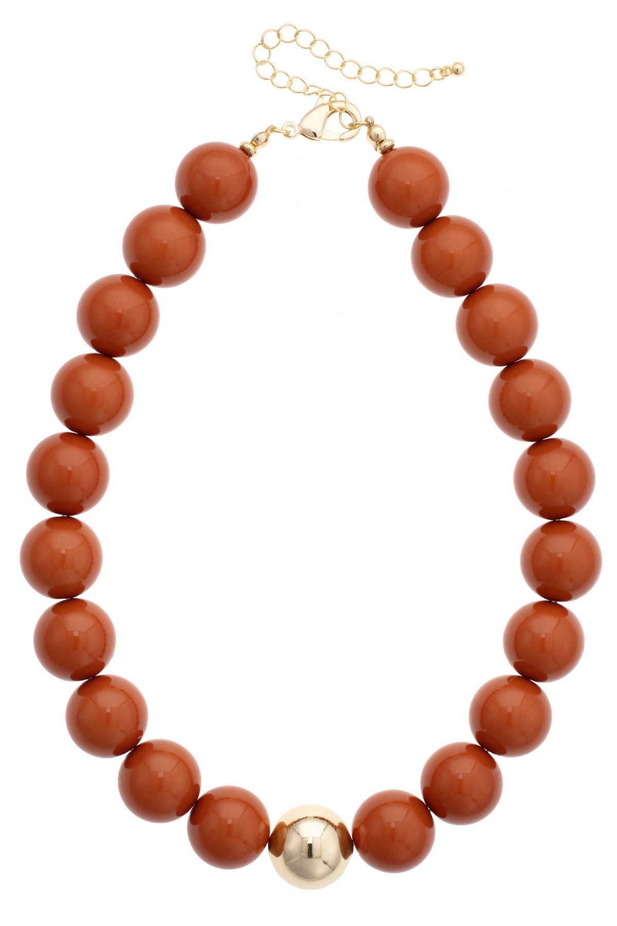 Marjorie Beaded Gumball Game Day Necklace in Burnt Orange