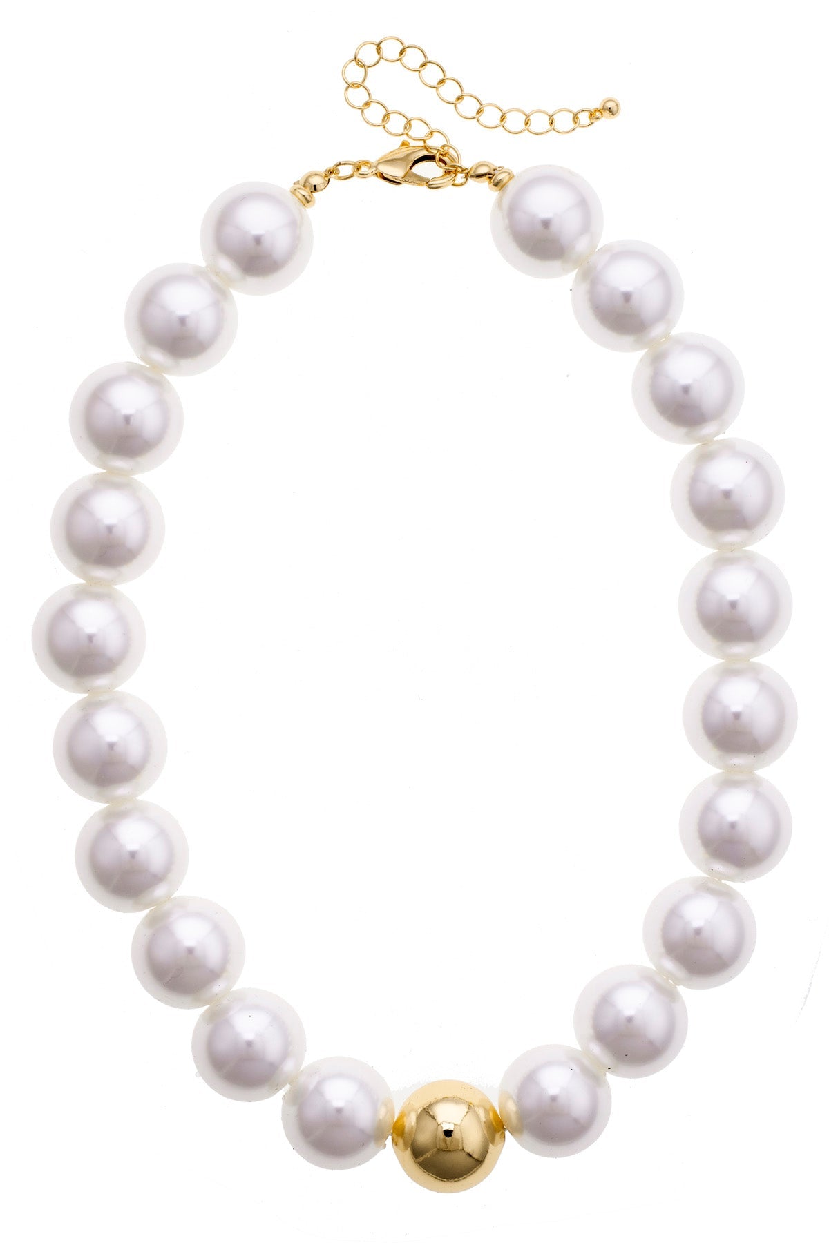 Marjorie Beaded Gumball Necklace in Ivory Pearl