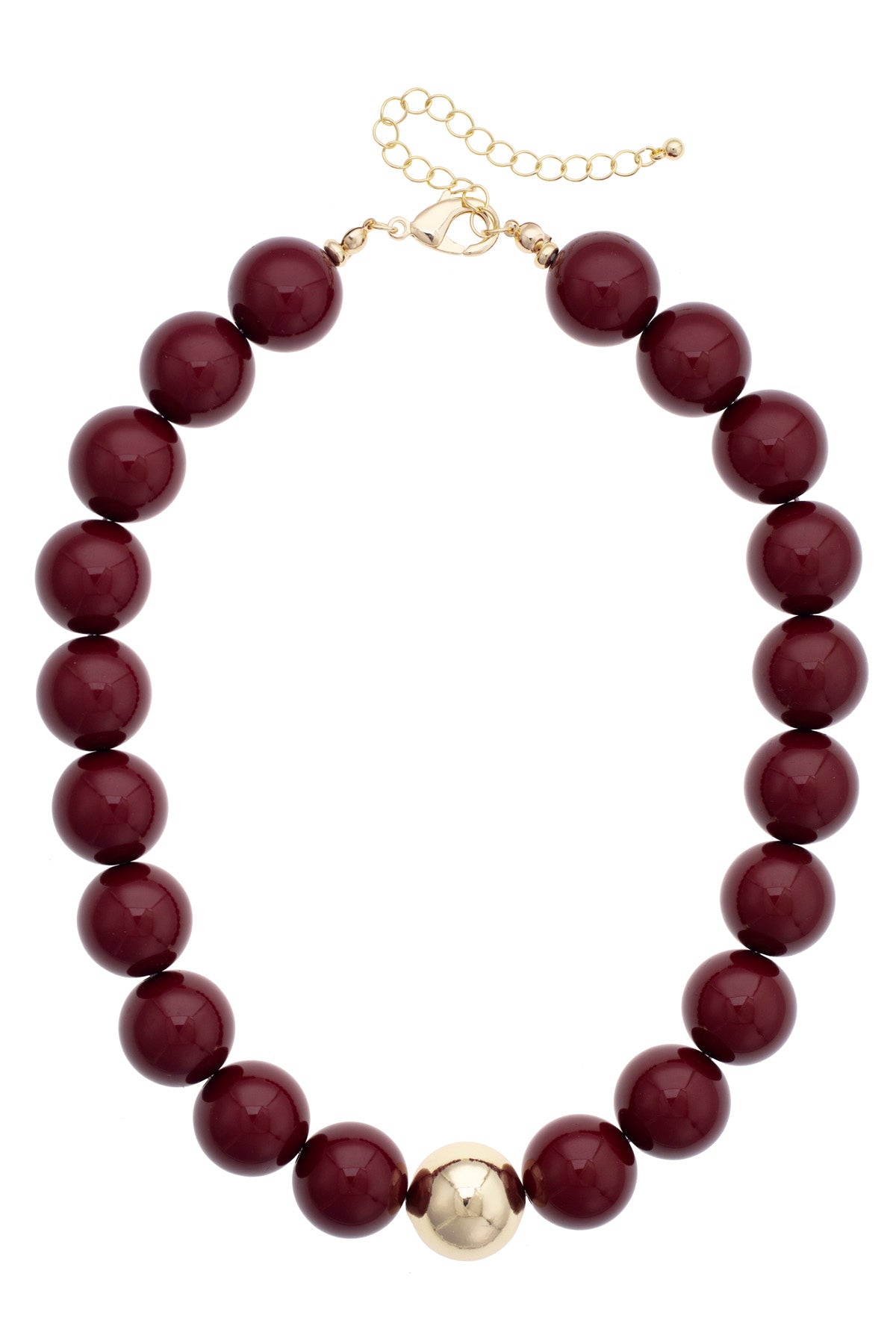 Marjorie Beaded Gumball Game Day Necklace in Maroon