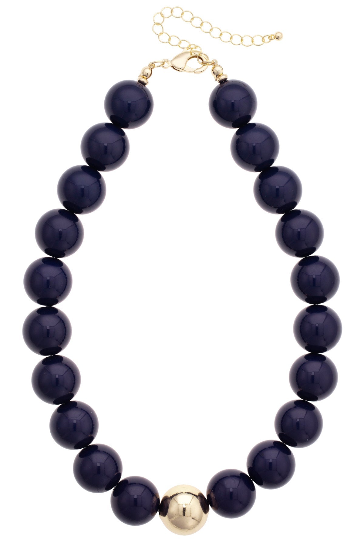 Marjorie Beaded Gumball Game Day Necklace in Navy