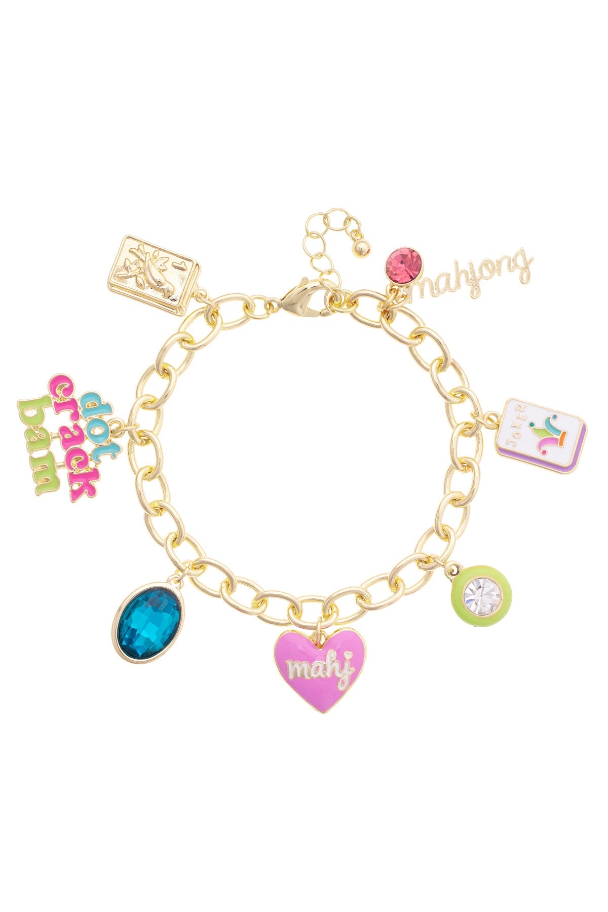 I'm Just a (Mahjong) Girl Enamel Charm Bracelet in Pastel Multi