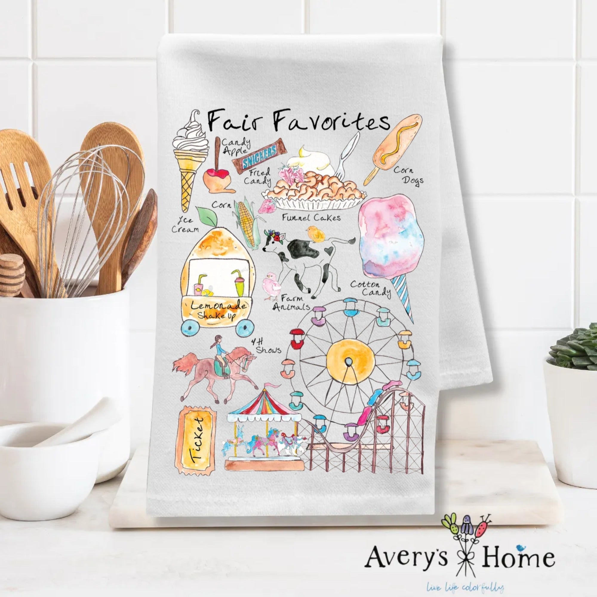 Fair Favorites dish towel folded, 27x27 flour sack cotton