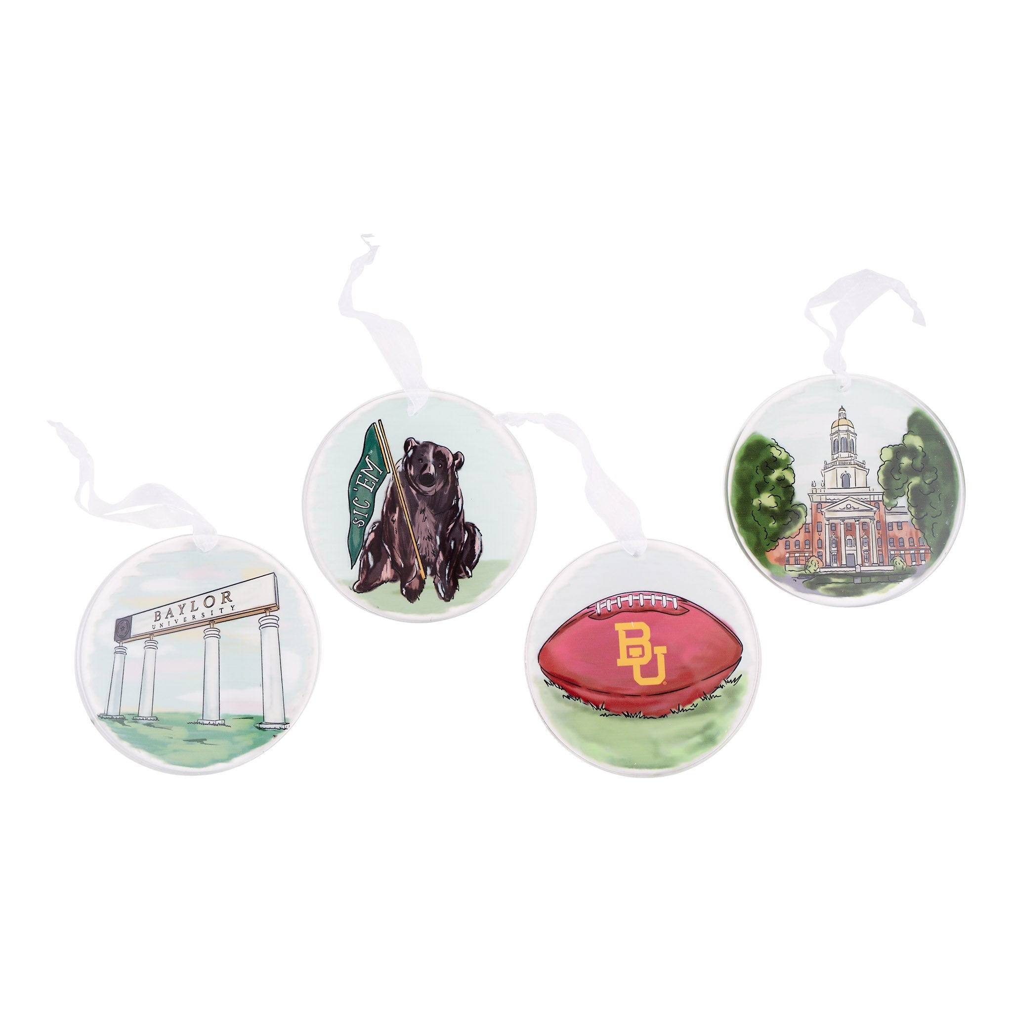 Baylor  Ornament Set/4