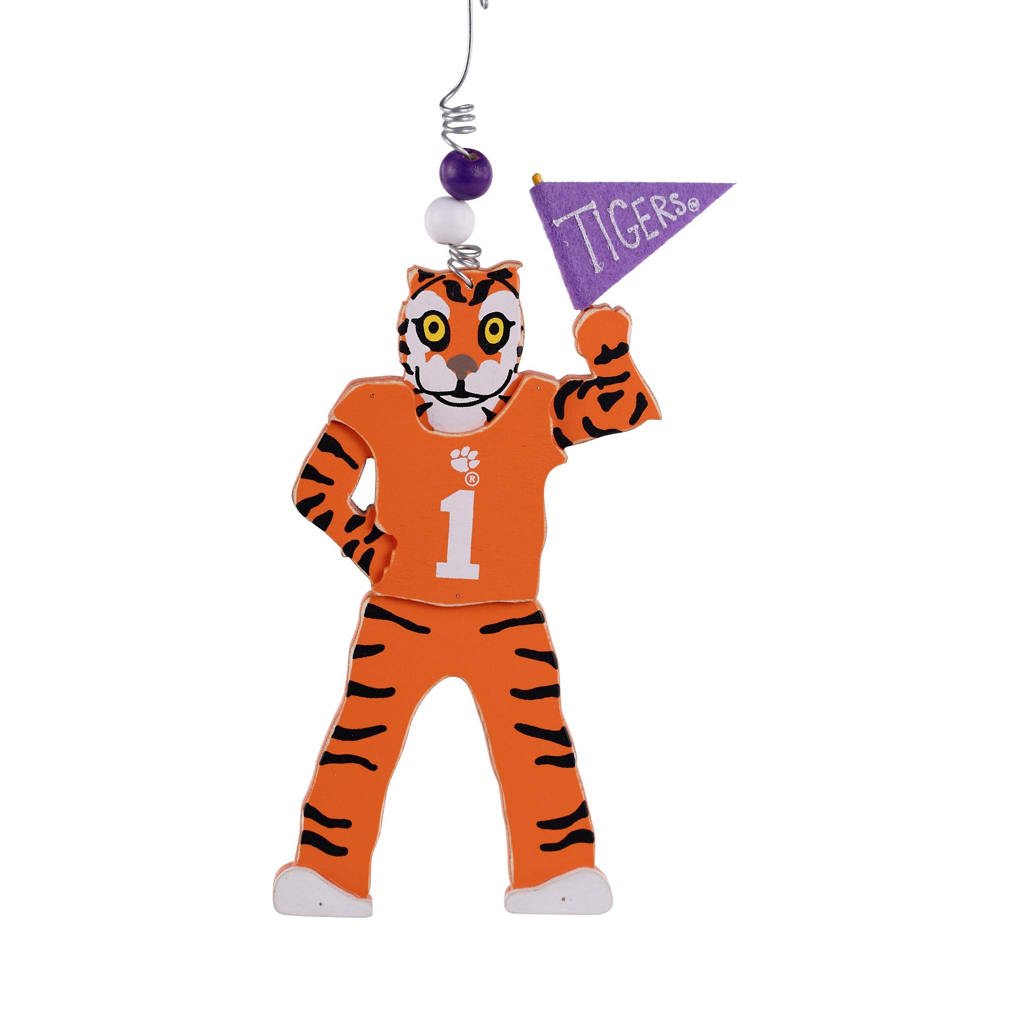 Clemson Tiger Wooden Mascot Ornament