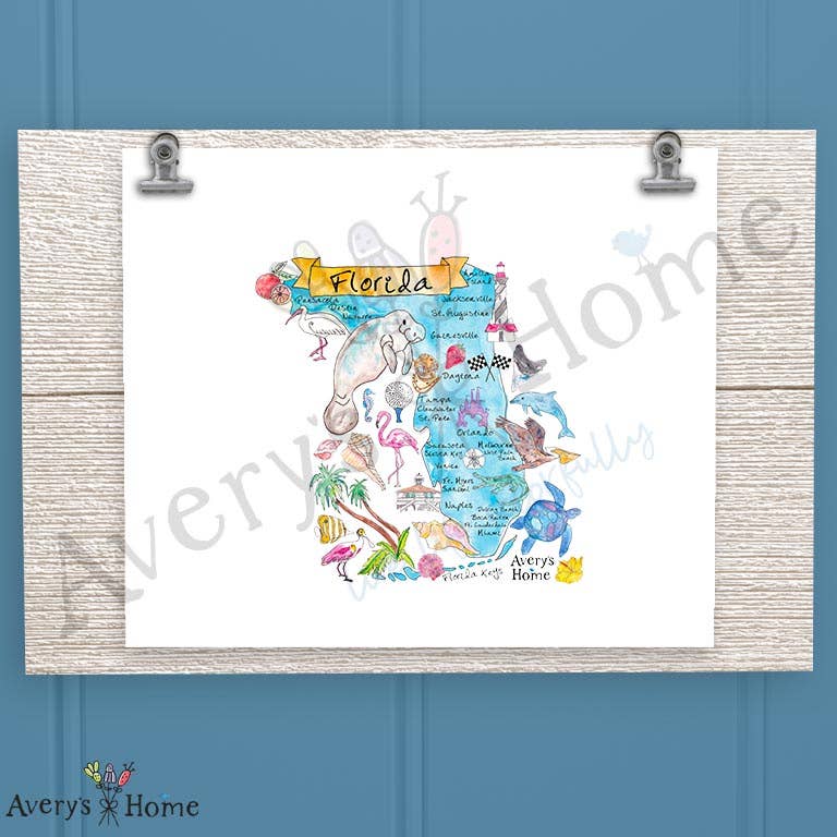 Florida State Map Frosted Drinking Glass