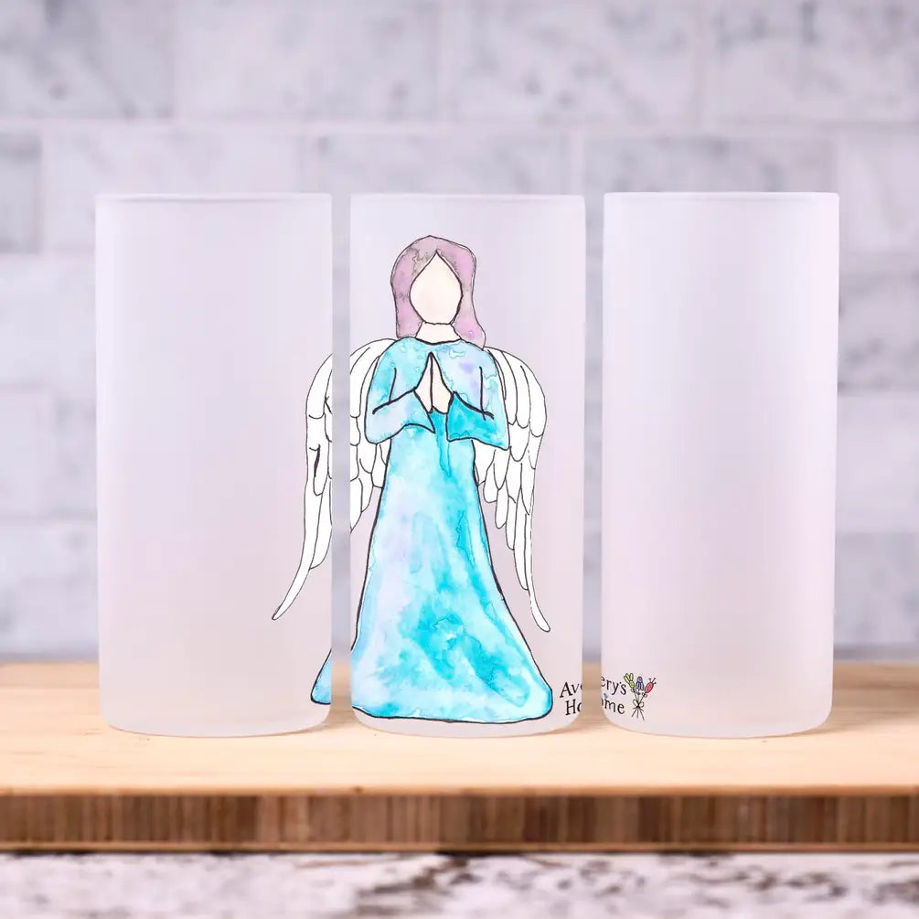 Angel of Faith Frosted Drinking Glass