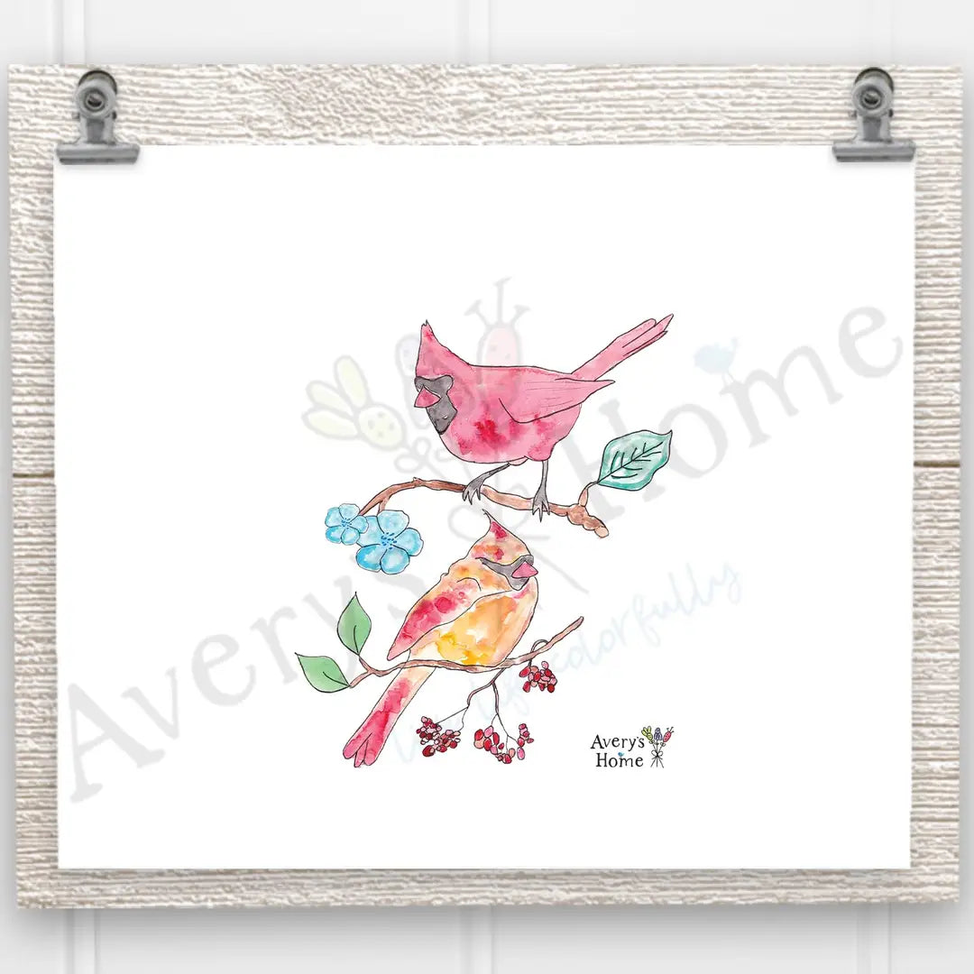Spring Cardinals Frosted Drinking Glass