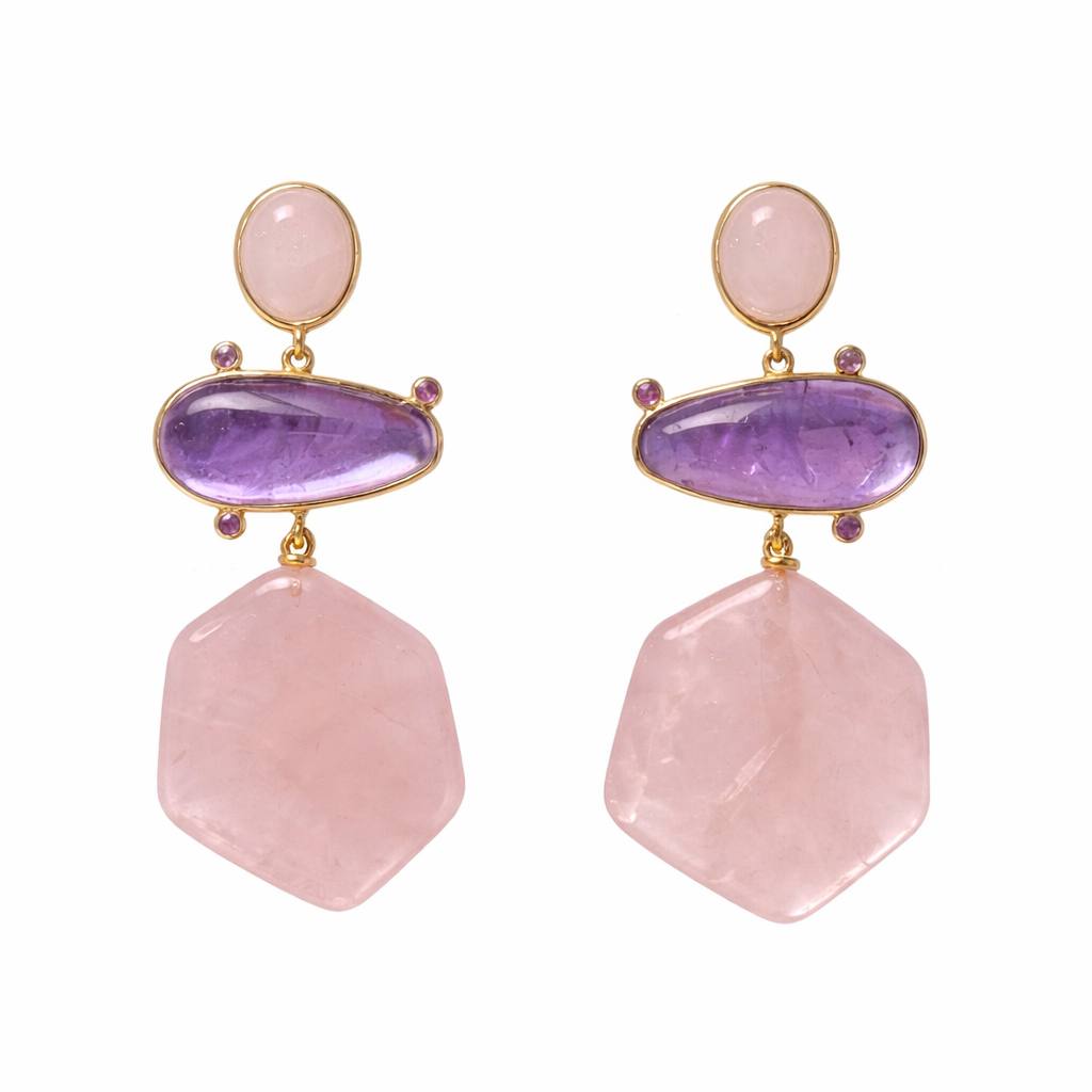 Pink Quartz Drop Earring