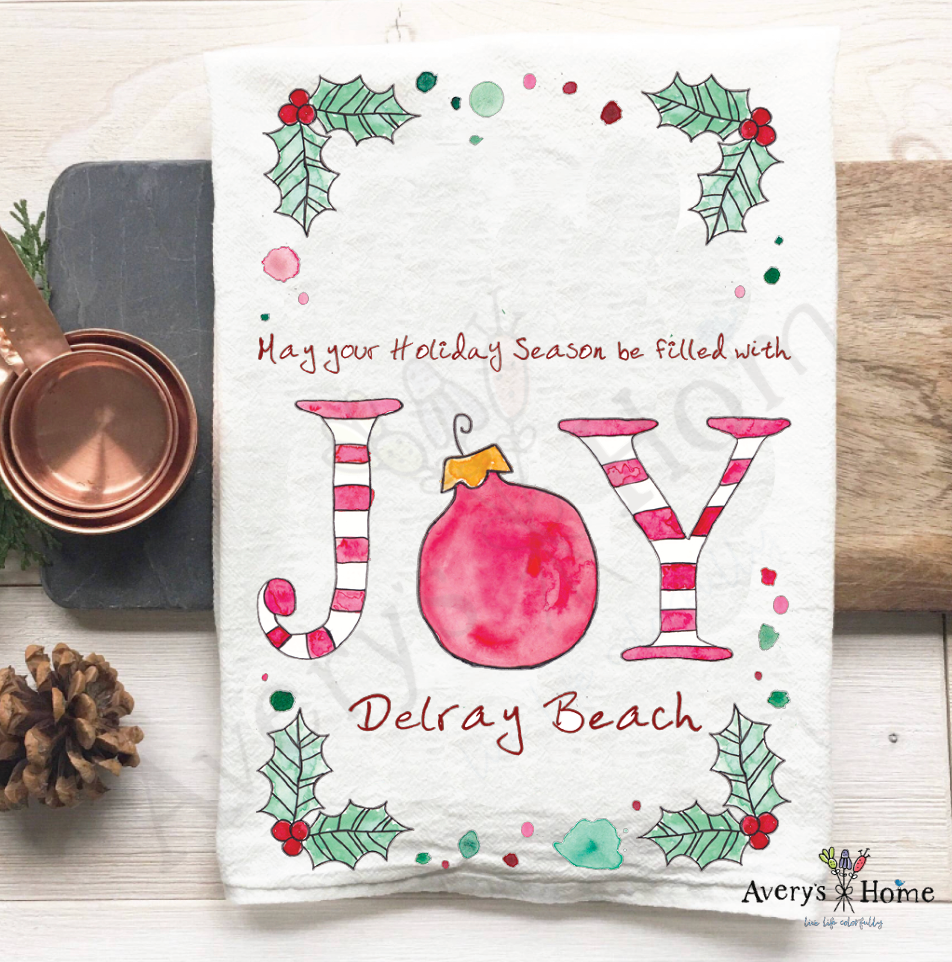 Holidays Filled with Joy dish towel detail