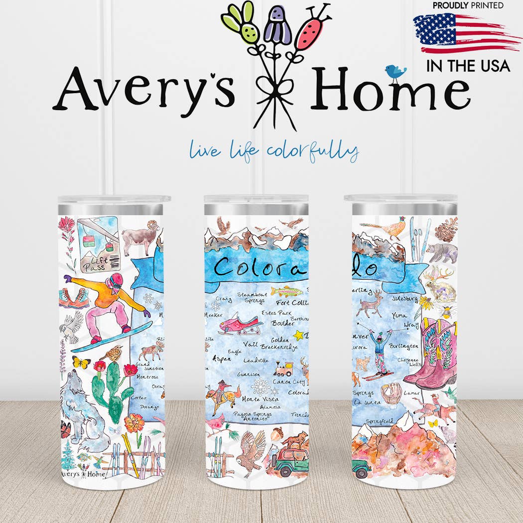 Colorado State Map 20 oz Skinny Tumbler