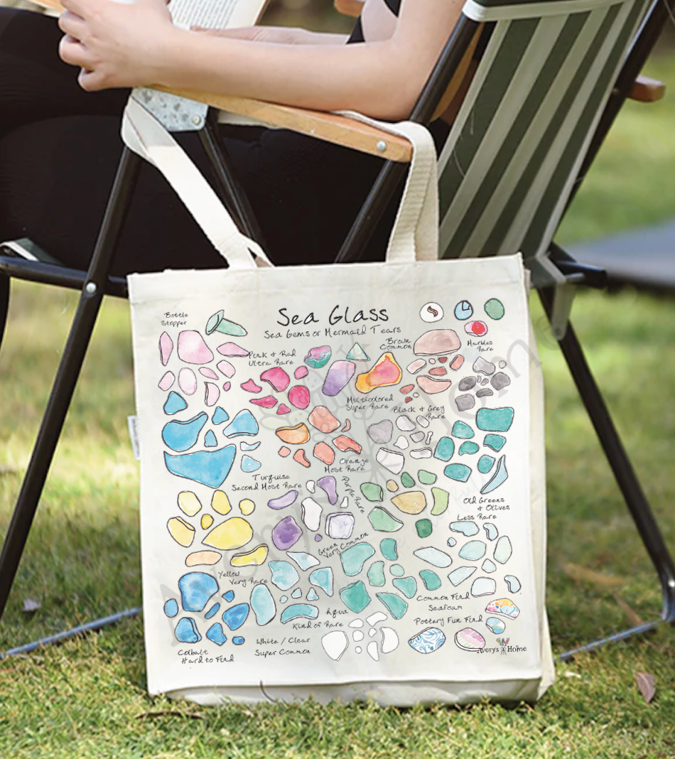 Sea Glass Colors and Rarity cotton tote bag, art by Avery Jackson