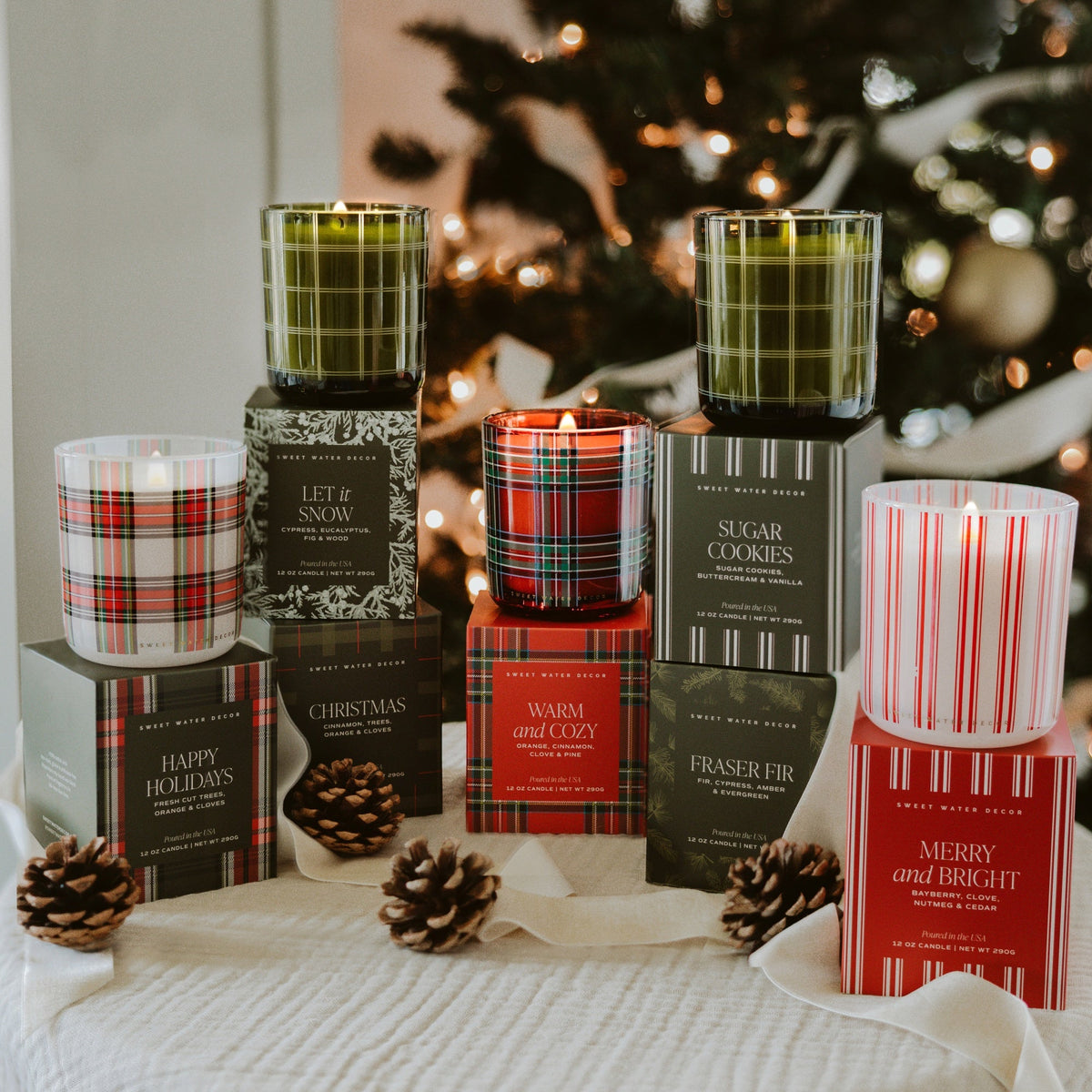 Christmas Soy Candle - Boxed Tinted Glass Jar - 12 oz