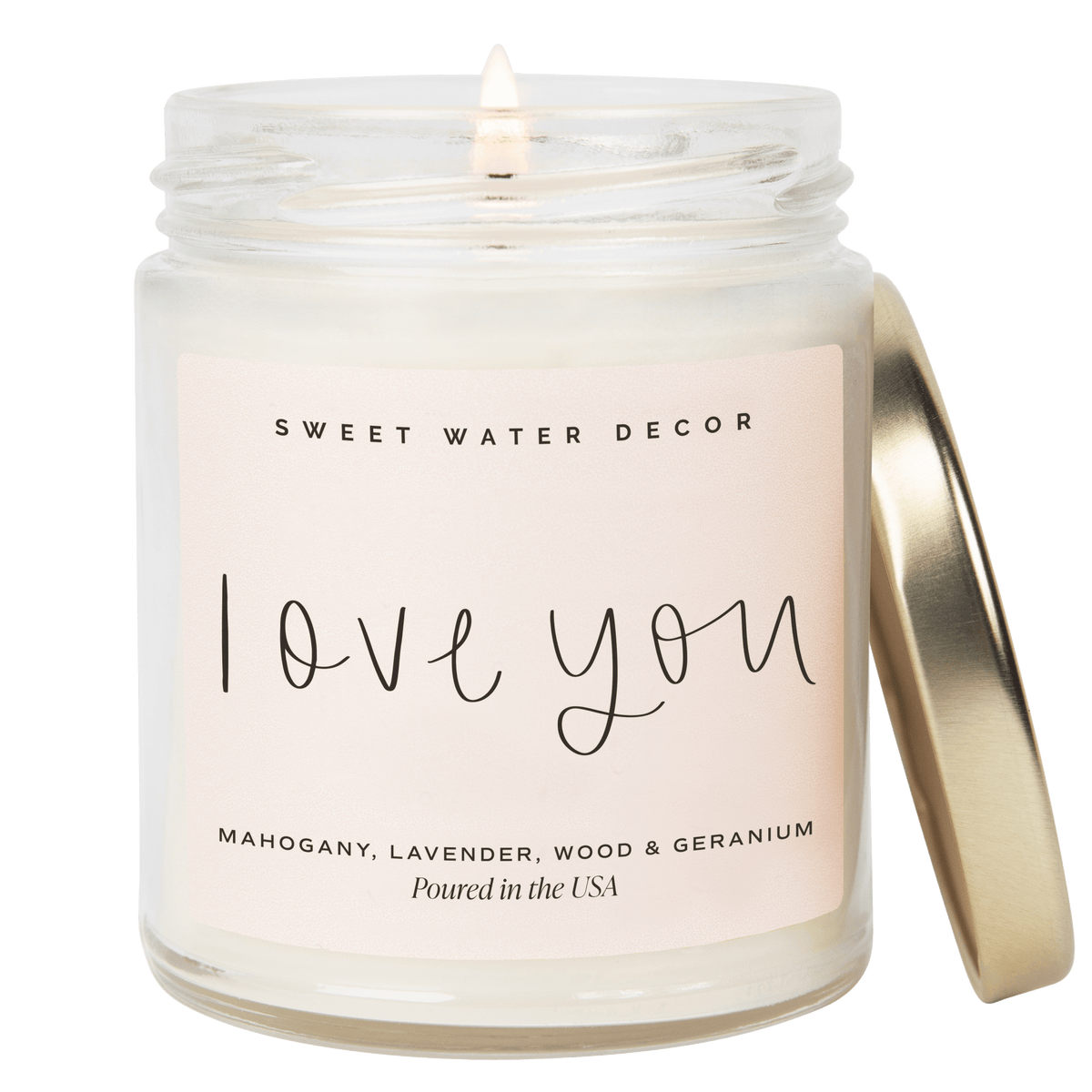 Love You Soy Candle - Clear Jar - 9 oz