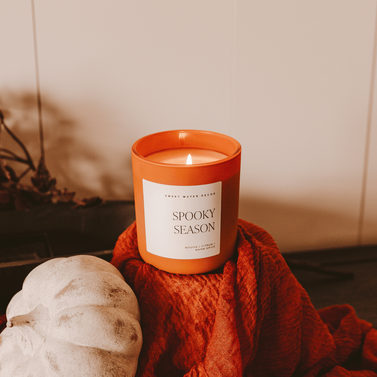 Spooky Season Soy Candle - Orange Matte Jar - 15 oz (Cozy Season)