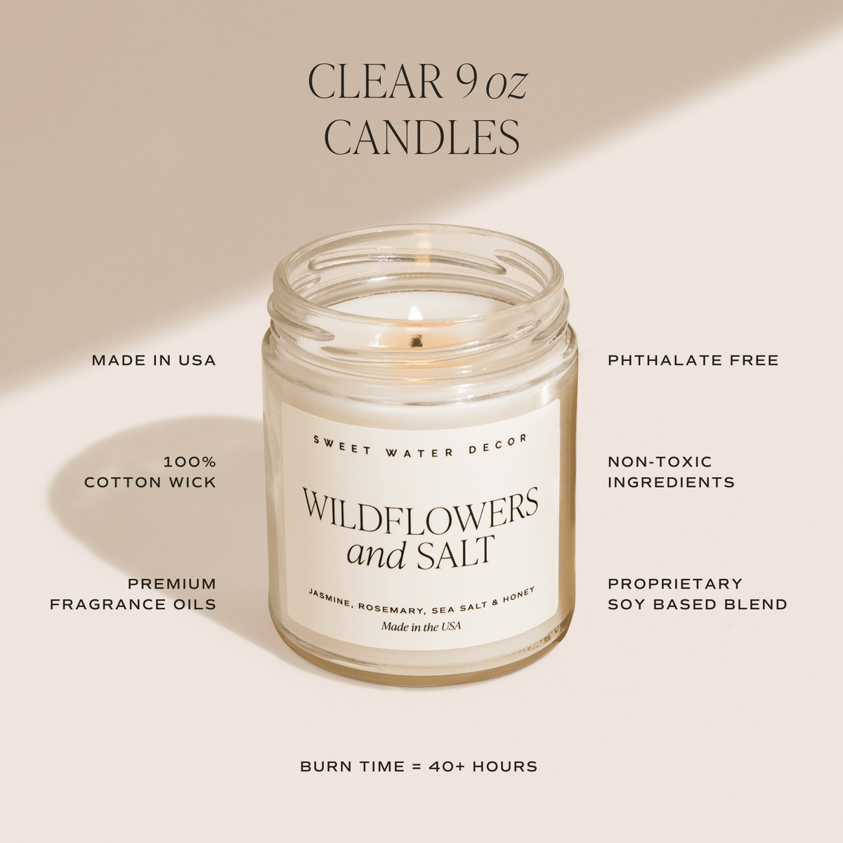Coastal Lemon Soy Candle - Clear Jar - 9 oz
