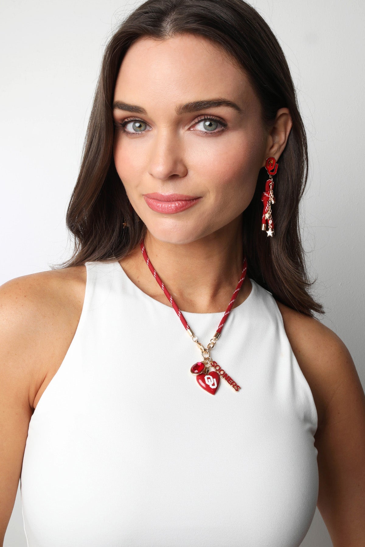 Oklahoma Sooners Logo Heart Paracord Necklace