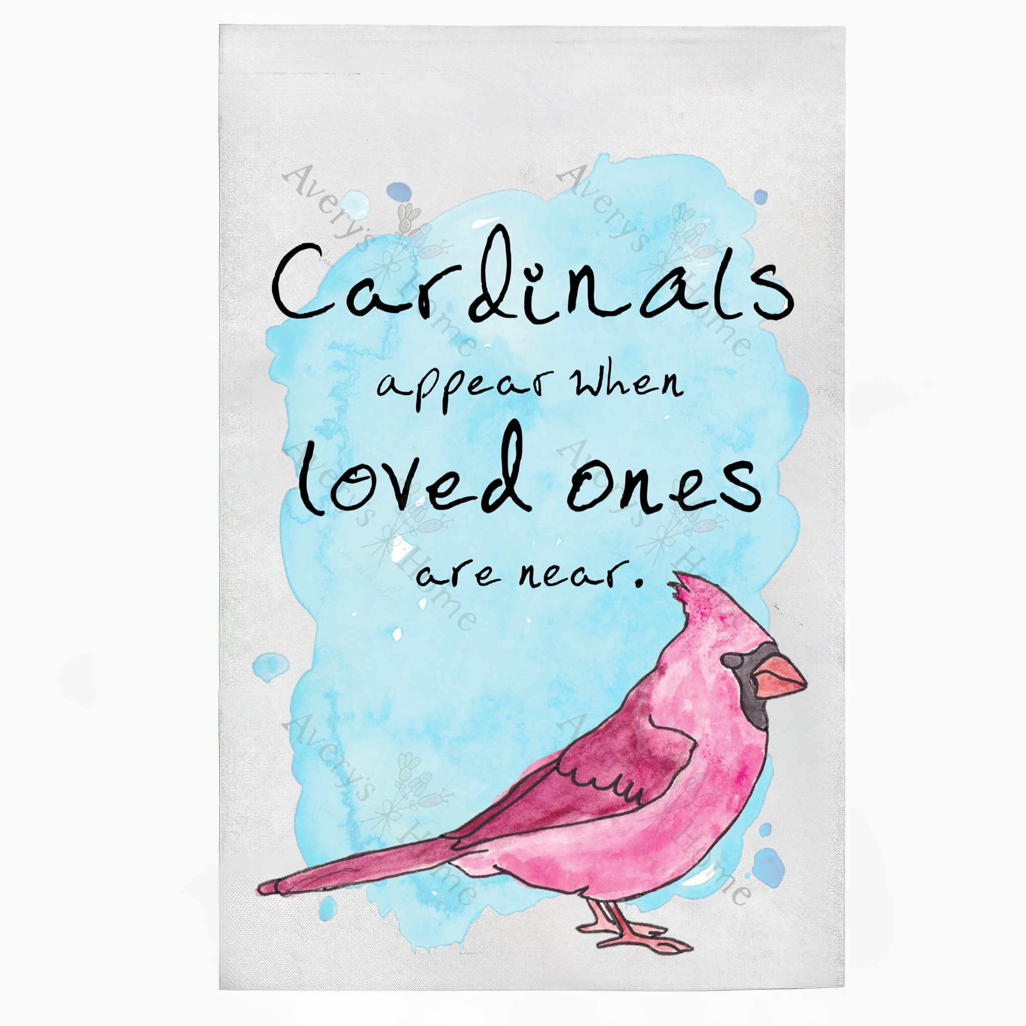 Cardinal Appears dish towel detail