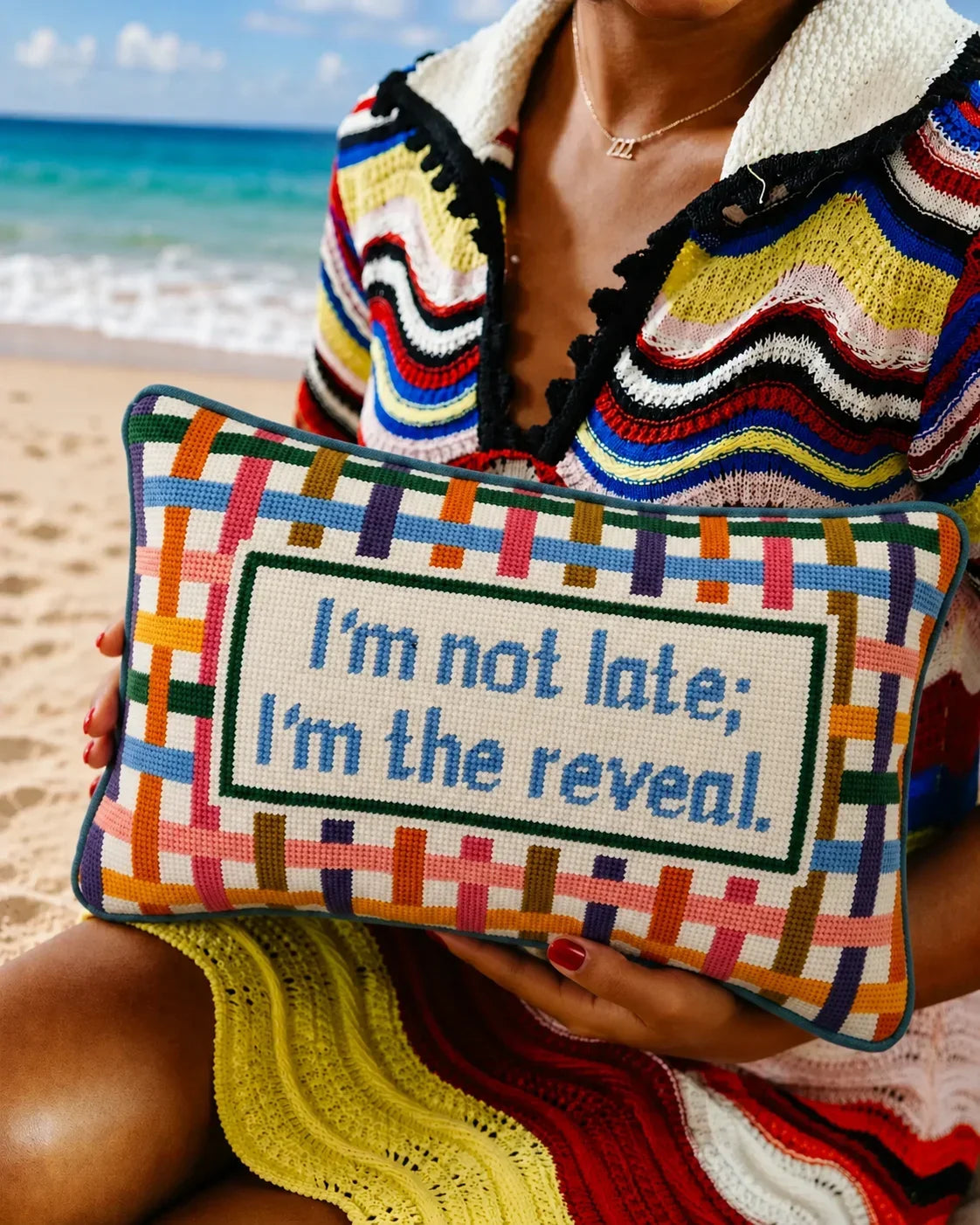 I'm The Reveal Needlepoint Pillow