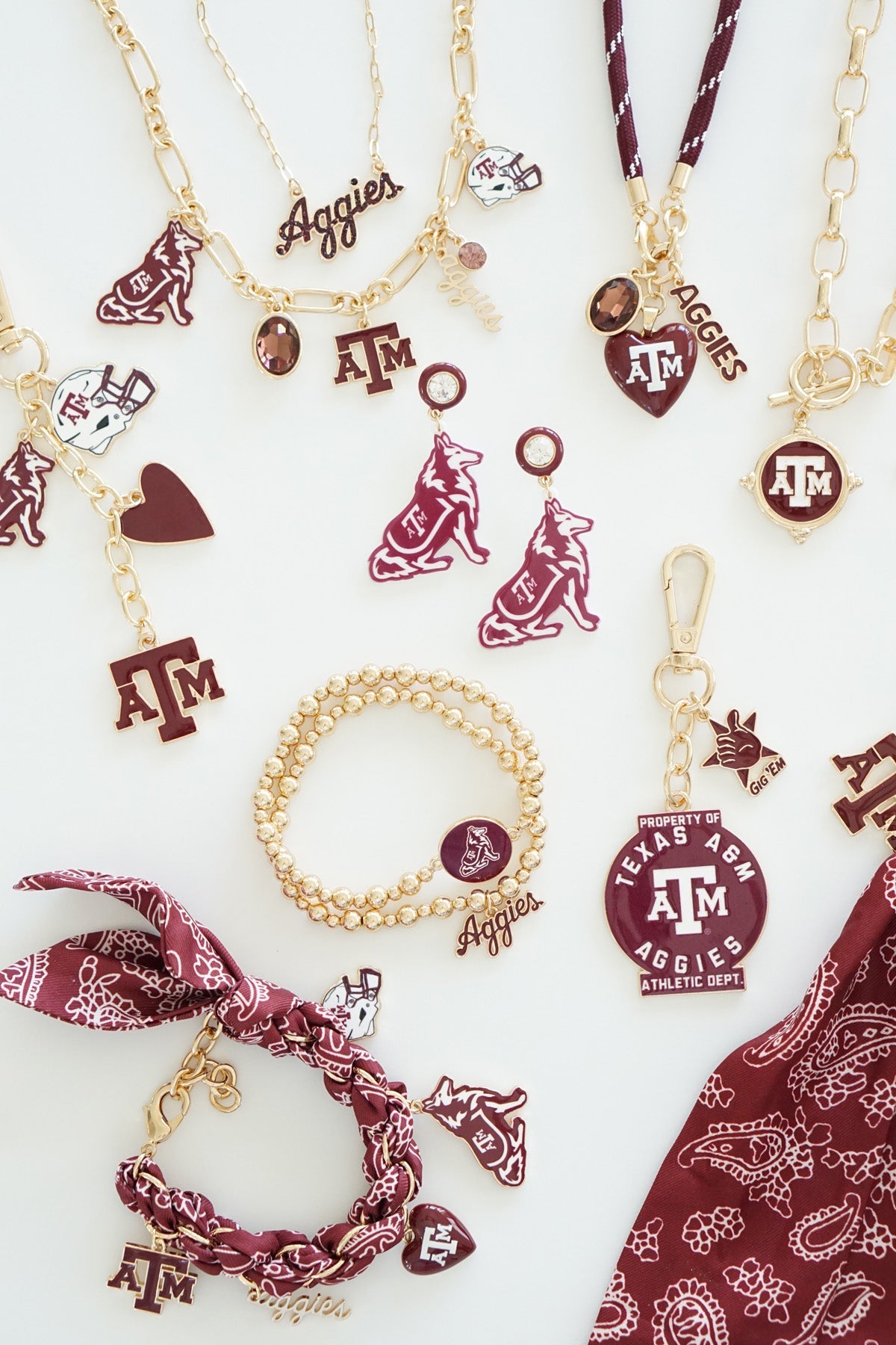 Texas A&M Aggies Bandana Charm Bracelet