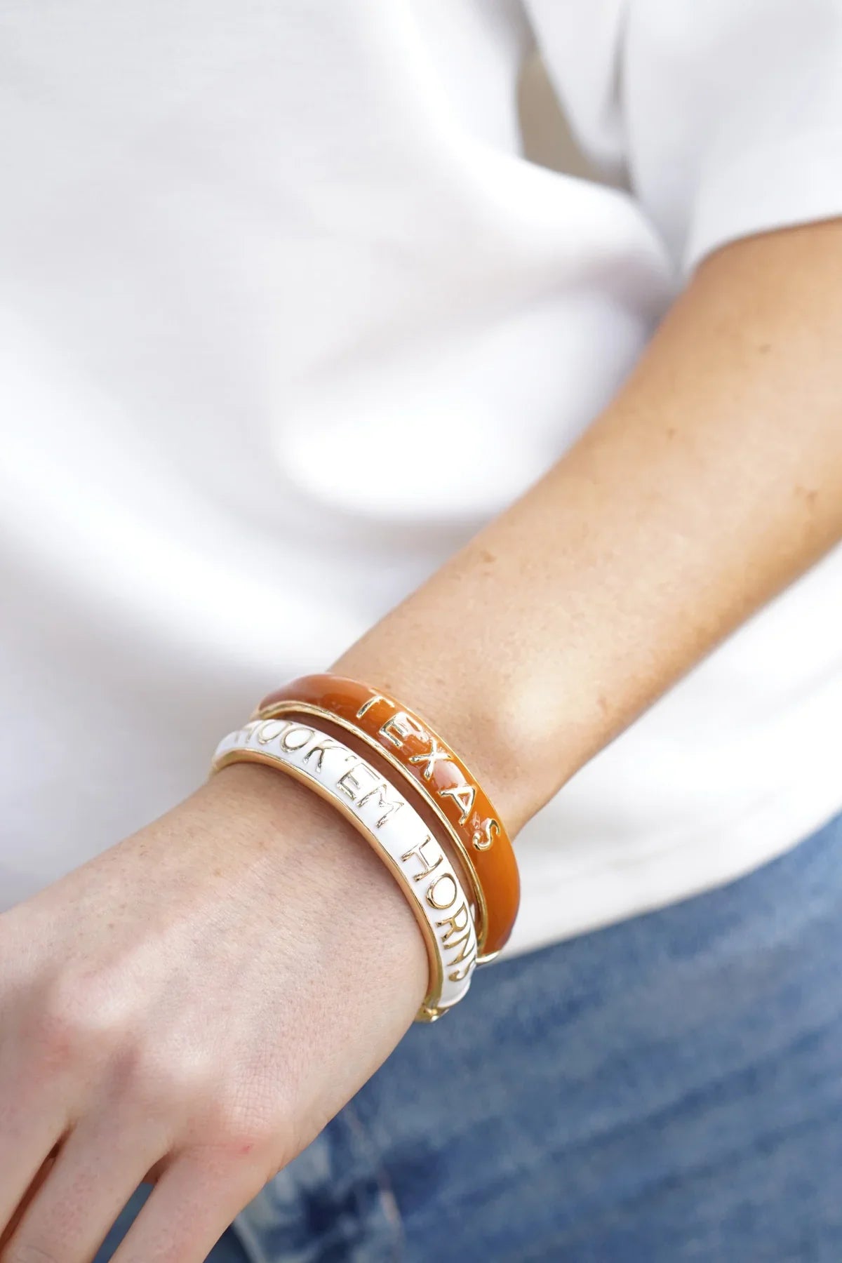 Texas Longhorns Sculpted Enamel Hinge Bangle in White