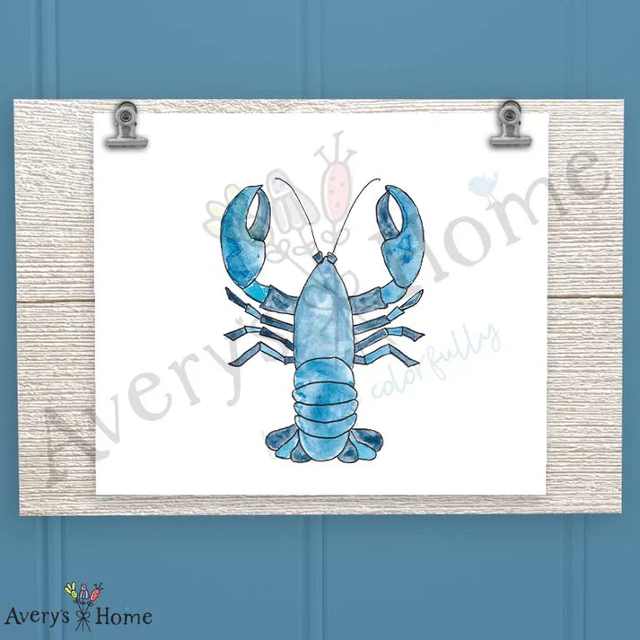 Navy Lobster Frosted Drinking Glass