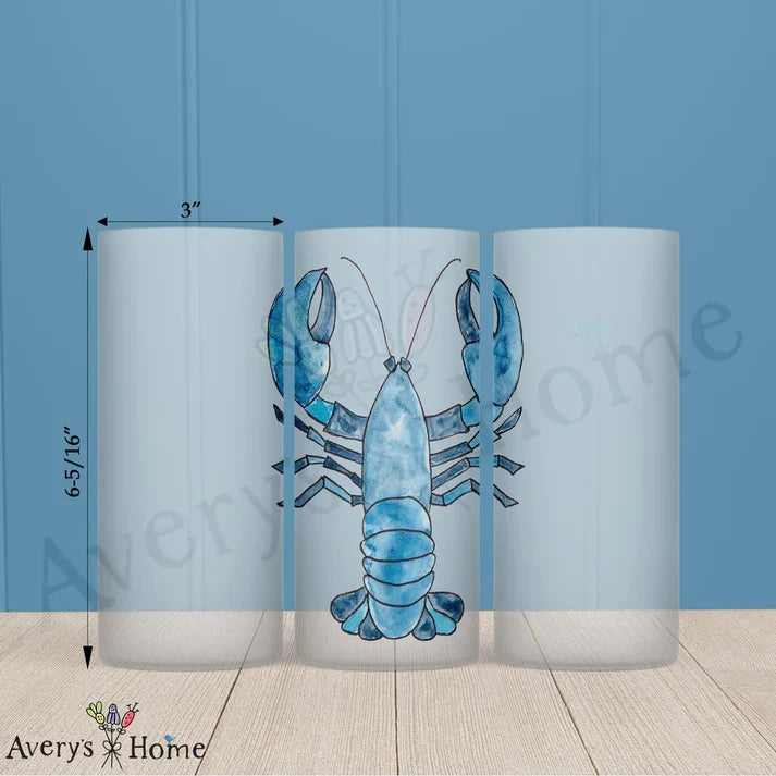 Navy Lobster Frosted Drinking Glass