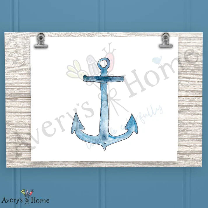 Navy Anchor Frosted Drinking Glass