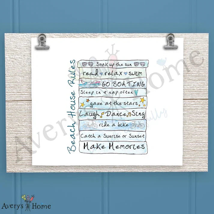 Beach House Rules Frosted Drinking Glass