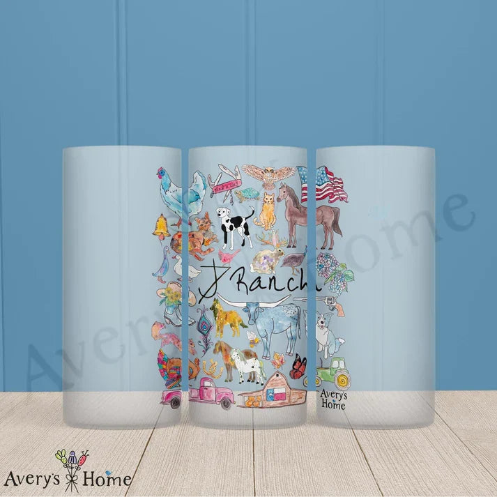 J7 Ranch Frosted Drinking Glass