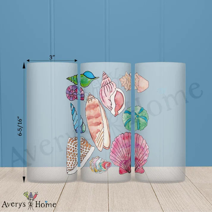 Seashells Frosted Drinking Glass