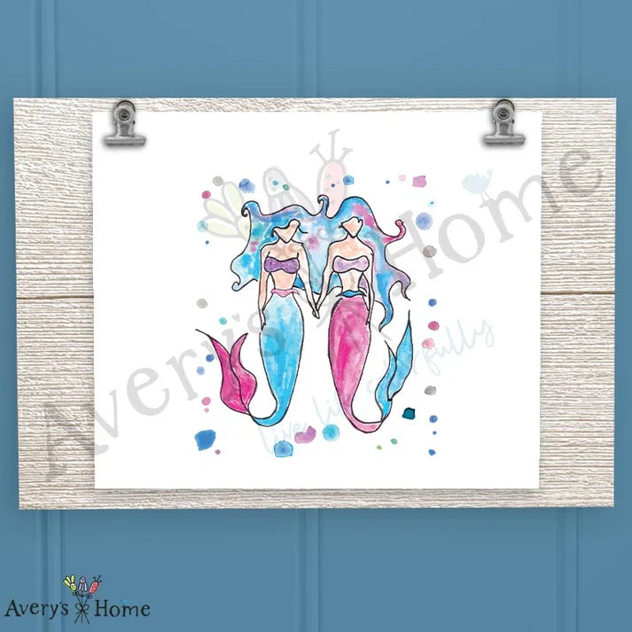 Mermaid Sisters Frosted Drinking Glass