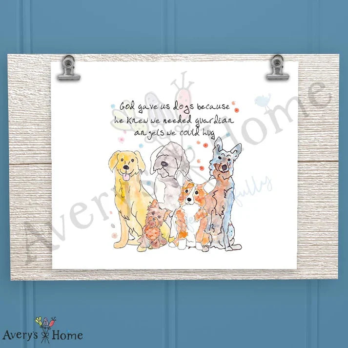 Guardian Angel Dogs Frosted Drinking Glass