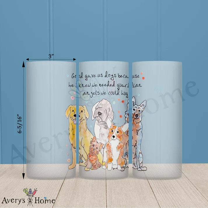 Guardian Angel Dogs Frosted Drinking Glass