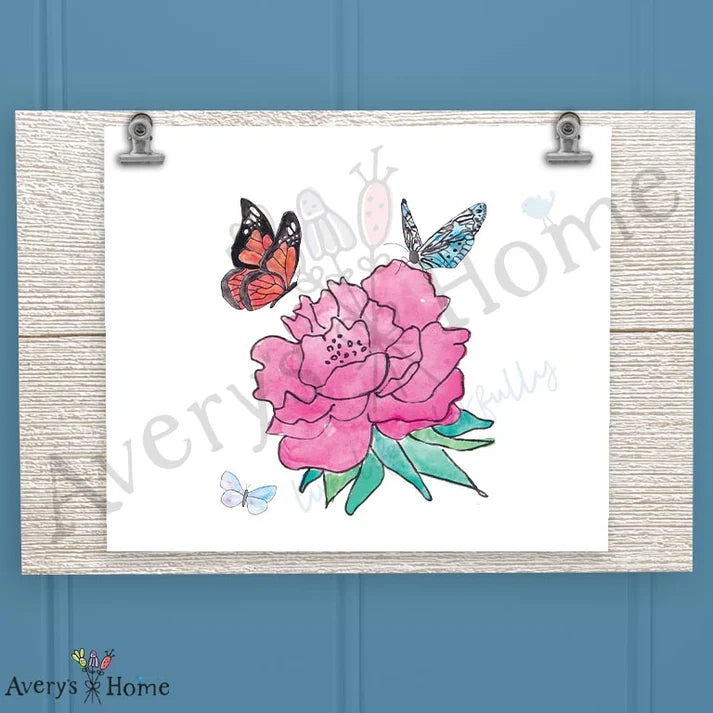 Flower & Butterflies Frosted Drinking Glass