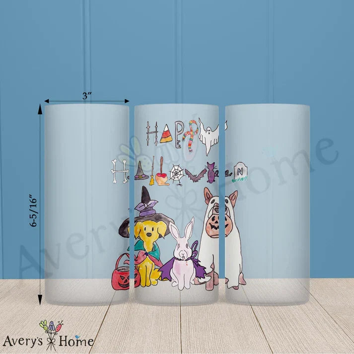 Halloween Dogs Frosted Drinking Glass