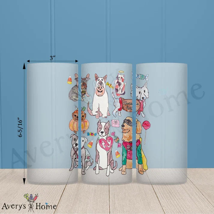 Dogs in Costumes Frosted Drinking Glass