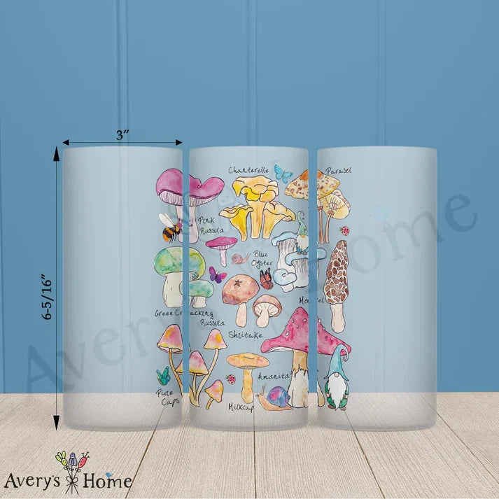 Mushroom Species Frosted Drinking Glass