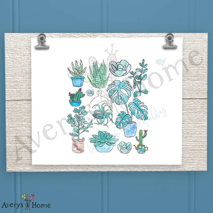 Succulents Collection Frosted Drinking Glass