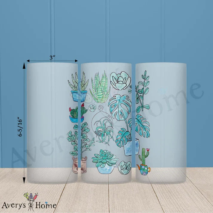 Succulents Collection Frosted Drinking Glass
