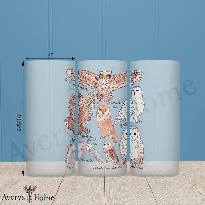 Owls of North America Frosted Drinking Glass