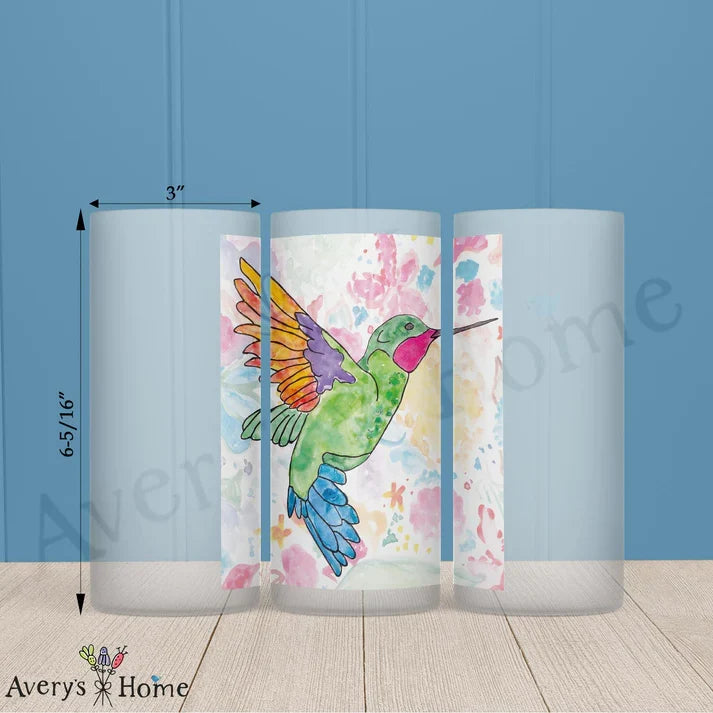 Ruby Throated Hummingbird Frosted Drinking Glass