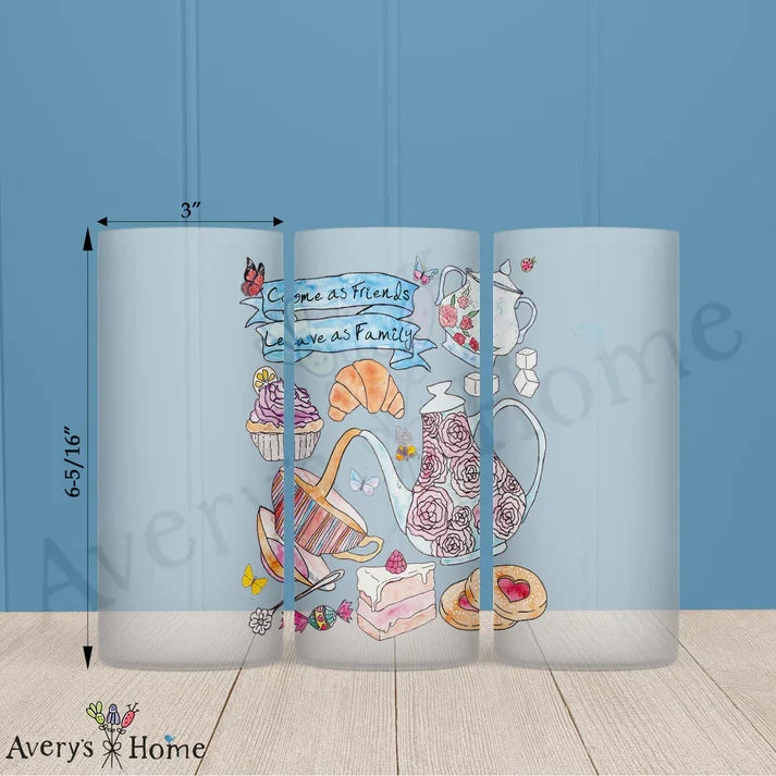 Friendship Tea Time Frosted Drinking Glass