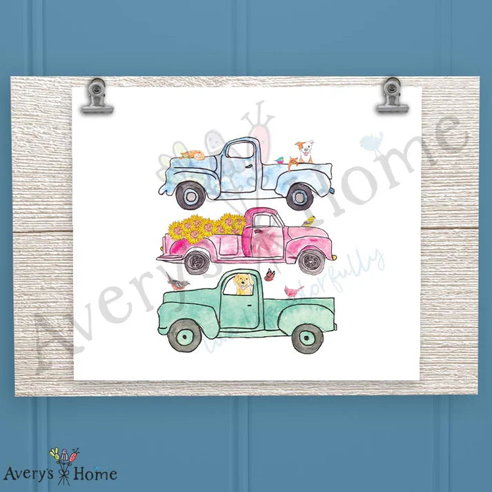 Spring Pickup Trucks Frosted Drinking Glass
